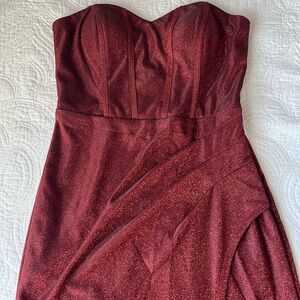 Red Strapless Formal Dress